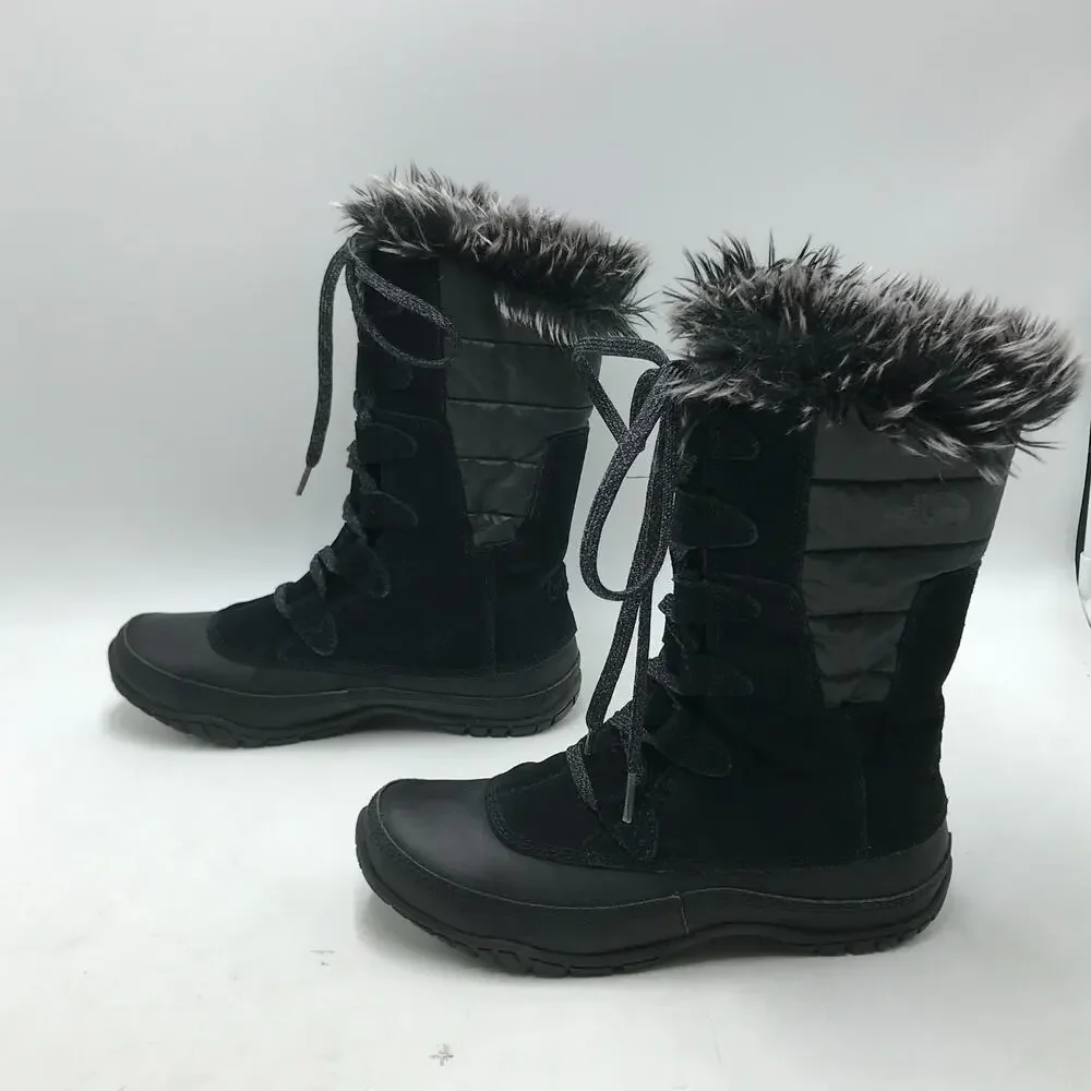 The North Face Women's 6.5 Nuptse Purna Winter Boots Black Lace Up 200 Gram Warm